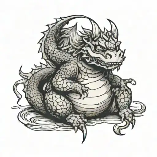sad, fat dragon tattoo design idea