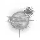 Stephen kings dark tower with a red setting sun with Roland looking up from the field of roses tattoo design idea