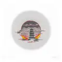 Stephen kings dark tower with a red setting sun with Roland looking up from the field of roses tattoo design idea