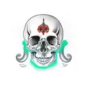 skull with dagger embedded in the top and a snake around it tattoo design idea