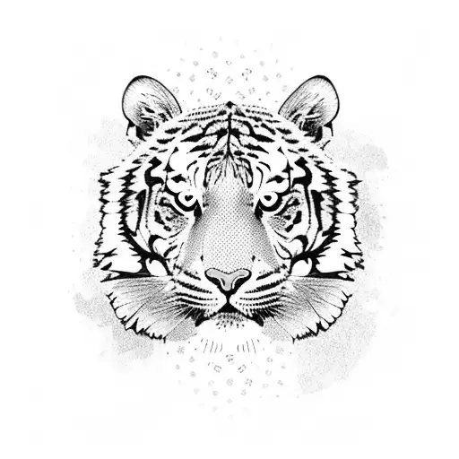tiger with old traditional thai art tattoo design idea