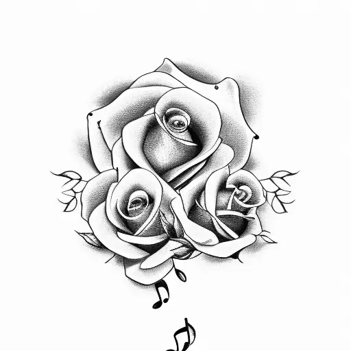 music notes with roses tattoo design idea