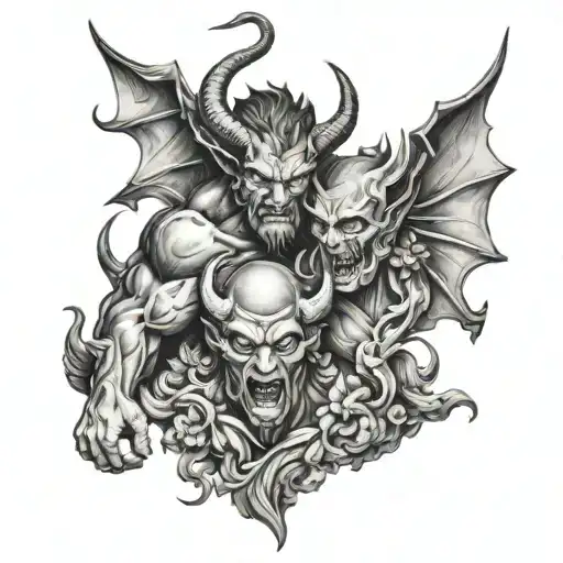 devil vs god tattoo design idea