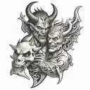 devil vs god tattoo design idea