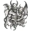 devil vs god tattoo design idea