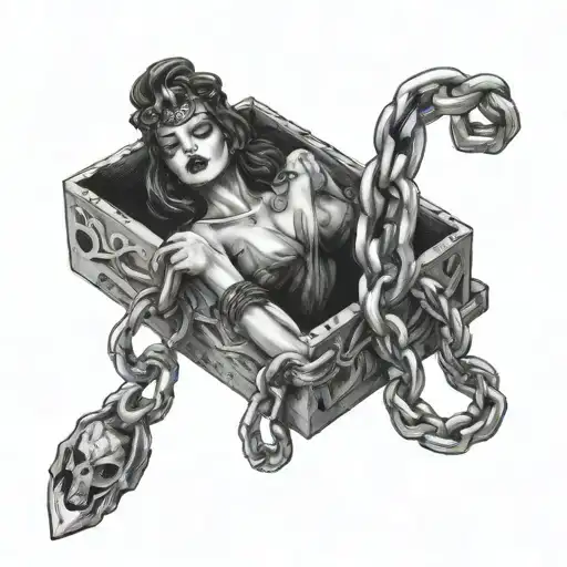 lust chained in a box  tattoo design idea