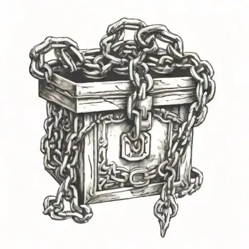 Chained  box in which lust is locked tattoo design idea