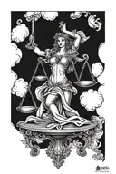 justice lady with scale balanced tattoo design idea