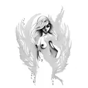 Nude girl-phoenix tattoo design idea