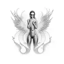 Nude girl-phoenix tattoo design idea