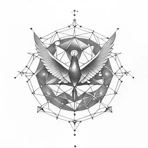 A constellation of zodiac signs forming a peaceful dove tattoo design idea