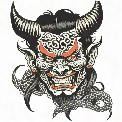 Japanese devil tattoo design idea