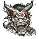 Japanese devil tattoo design idea