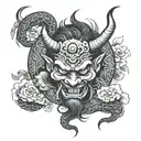 Japanese themed devil tattoo design idea