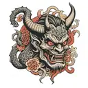 Japanese themed devil tattoo design idea