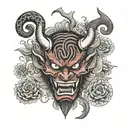 Japanese themed devil tattoo design idea