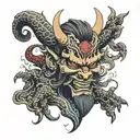 Japanese themed devil tattoo design idea