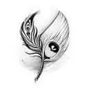 design featuring a peacock feather  with music symbols tattoo design idea