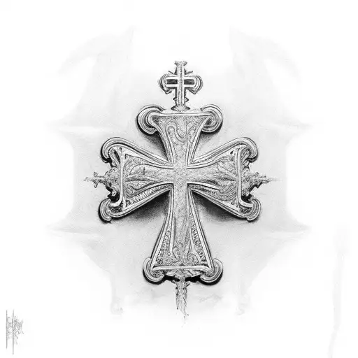 Cross memorial tattoo design idea