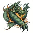 Dragon wrapped around forearm and arm sleeve tattoo design idea