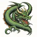 Dragon wrapped around forearm and arm sleeve tattoo design idea