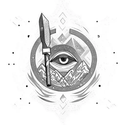Perun axe | Tatra mountains | Turkish evil eye | Slovakian kroj tattoo design idea