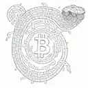 Bitcoin, computer code, snake coiled tattoo design idea