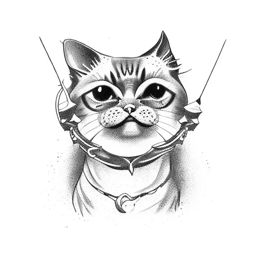 zombie cat tattoo design idea