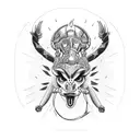 skeleton with fire helmet riding wild boar tattoo design idea