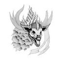 skeleton with fire helmet riding wild boar tattoo design idea