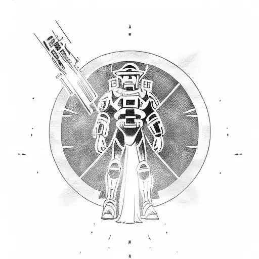 master chief with energy sword tattoo design idea