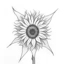 Sunflower facing upward and a cross that is focused . have doves included tattoo design idea