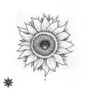 Sunflower facing upward and a cross that is focused . have doves included tattoo design idea