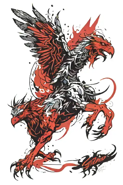 gryphon fighting demons tattoo design idea