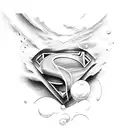 Superman with fishing tattoo design idea