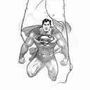 Superman with fishing tattoo design idea