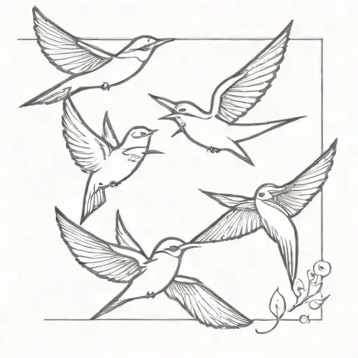swallows with peter pan hat  tattoo design idea