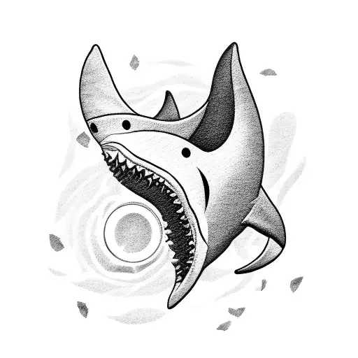 A coffee bean morphing into a shark tooth tattoo design idea