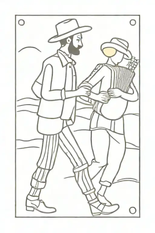 Spanish deck, accordion, gaucho tattoo design idea