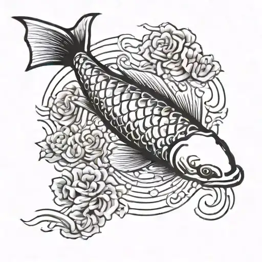 A tattoo of a traditional Japanese koi fish swimming upstream with a civil engineer's blueprint incorporated into the background, symbolizing the client's occupation and love for Japanese culture tattoo design idea