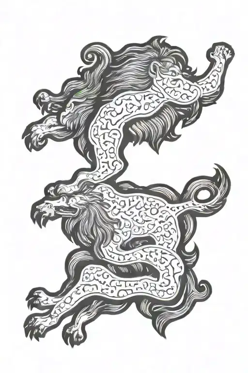 Lion and bible verse Mark 9:23 written tattoo design idea