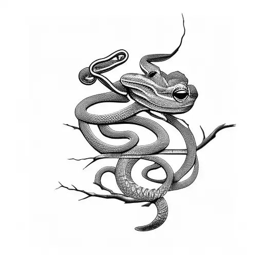 Snake fighting against a samurai frog tattoo design idea