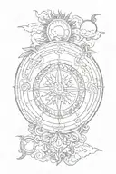 Stability - Purity - Good Luck - Unconditional Love - Sun - Path to Enlightenment. Symbols in a straight line tattoo design idea