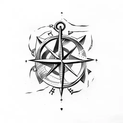 anchor compass  tattoo design idea