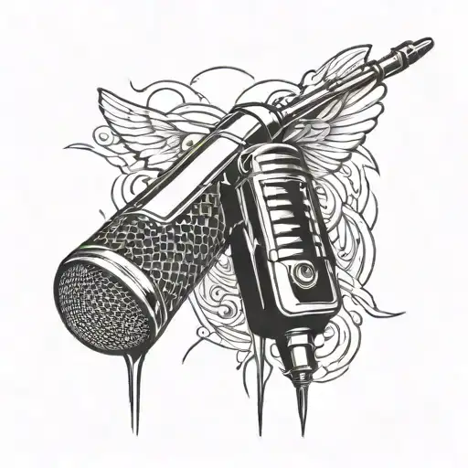 nike and microphone tattoo design idea