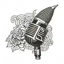 nike and microphone tattoo design idea