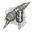 nike and microphone tattoo design idea