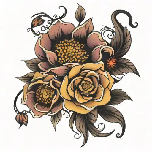 flowers, loyalty, perfectly/imperfect,  tattoo design idea