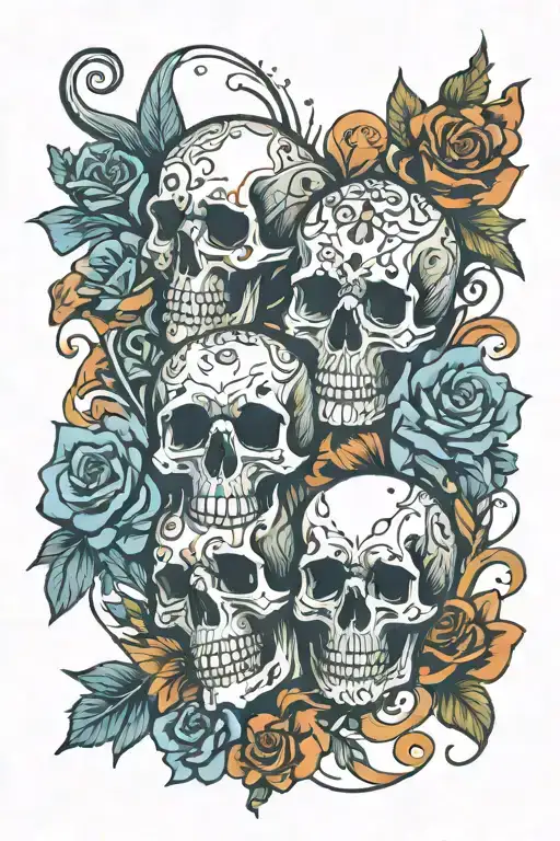 flowers, loyalty, perfectly/imperfect, skulls, abstract, lettering tattoo design idea