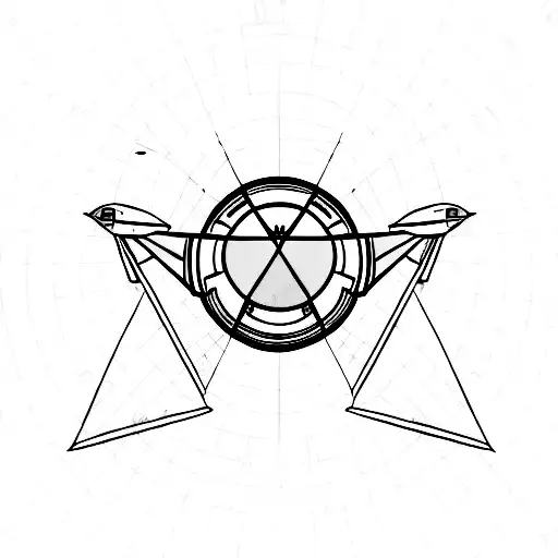 Triangle earth sign with airplane more simplistic less star wars tattoo design idea